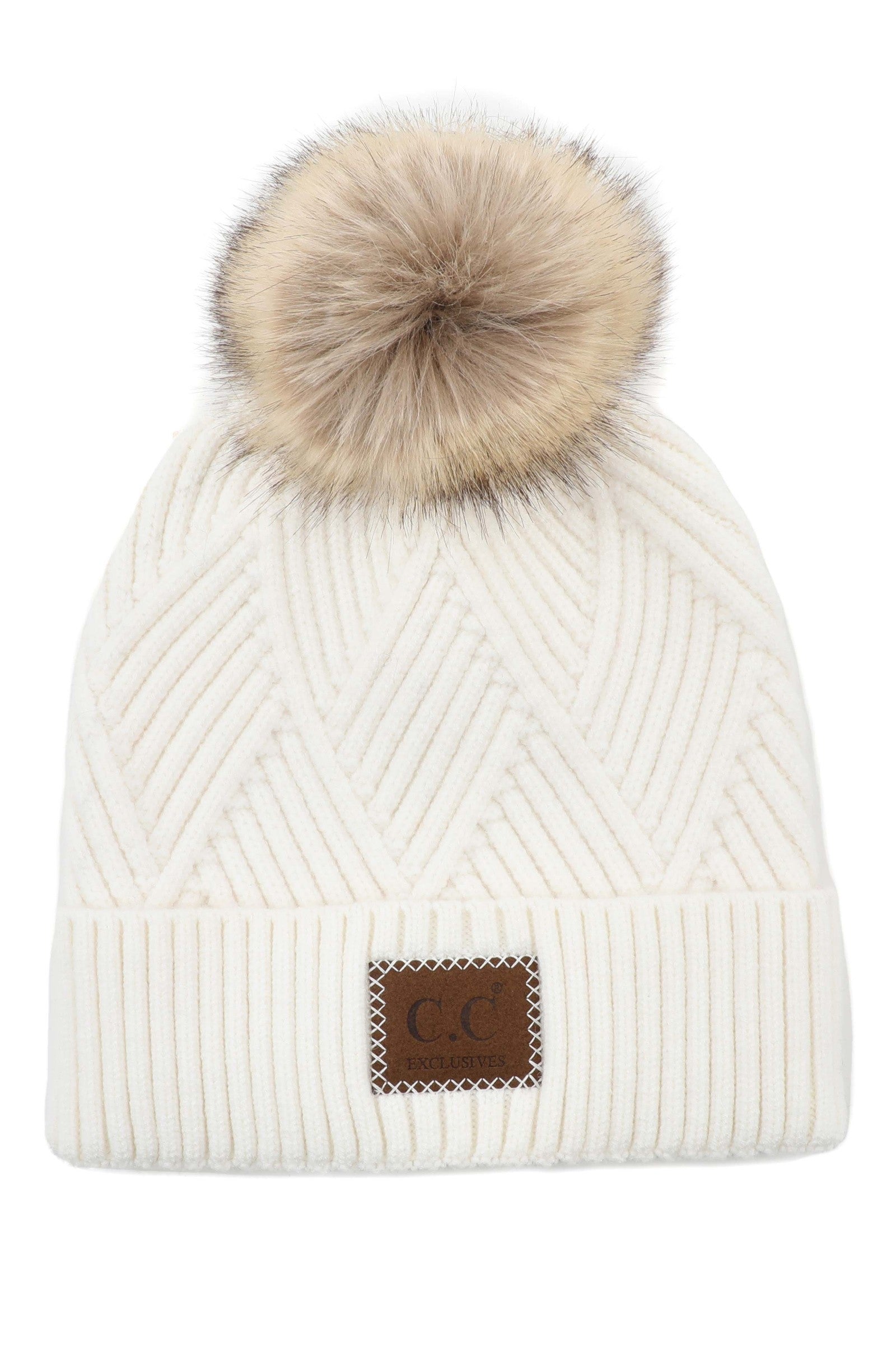 Cc Criss Cross Suede Patch Beanie