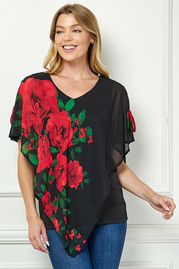 Blooming Elegance Poncho Blouse
