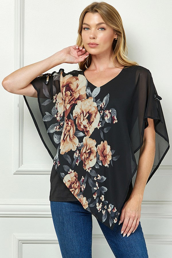 Blooming Elegance Poncho Blouse