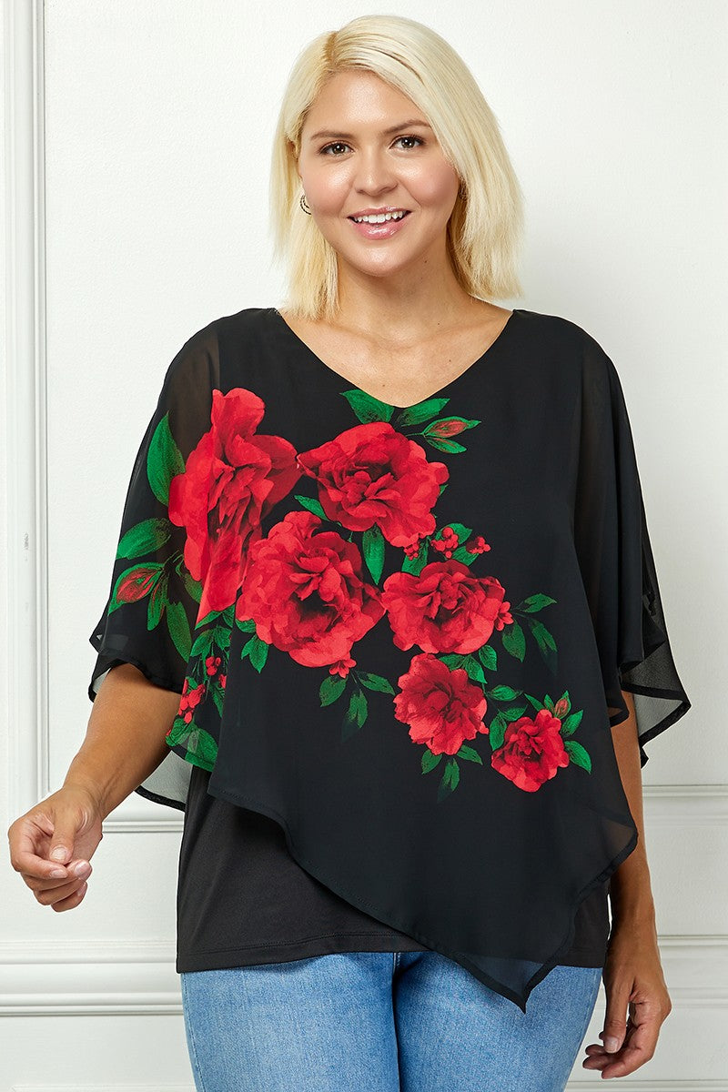 Blooming Elegance Poncho Blouse
