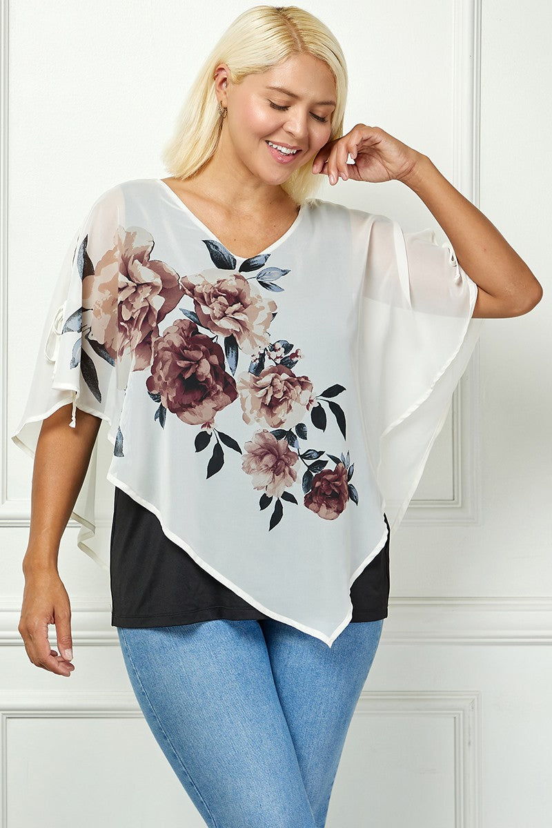 Blooming Elegance Poncho Blouse