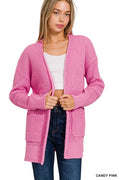 Low Gauge Waffle Open Cardigan Sweater