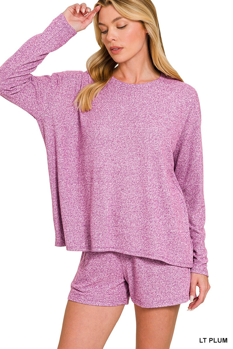 Soft Melange Long Sleeve Tee & Shorts Set