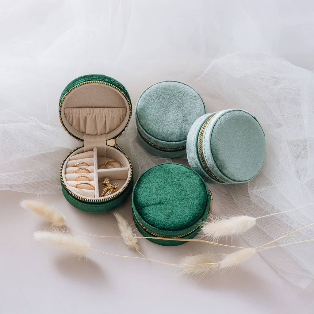 Round Velvet Jewelry Box Case